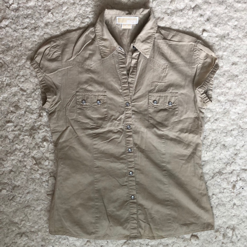 MICHAEL KORS. short sleeve beige shirt